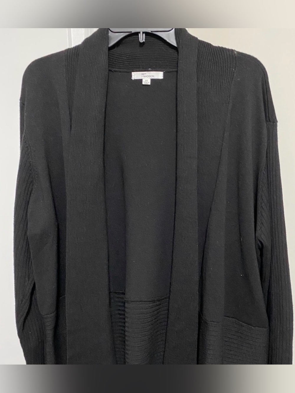 89th & Madison Black Open-Front Cardigan